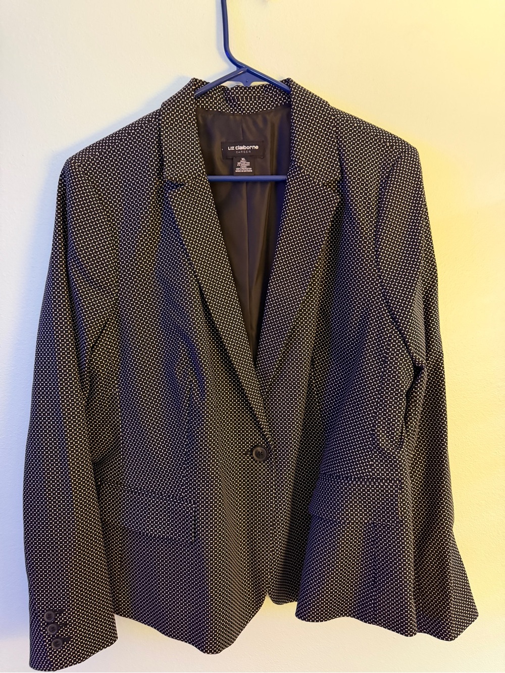 Liz Claiborne Black and White Microdot Blazer